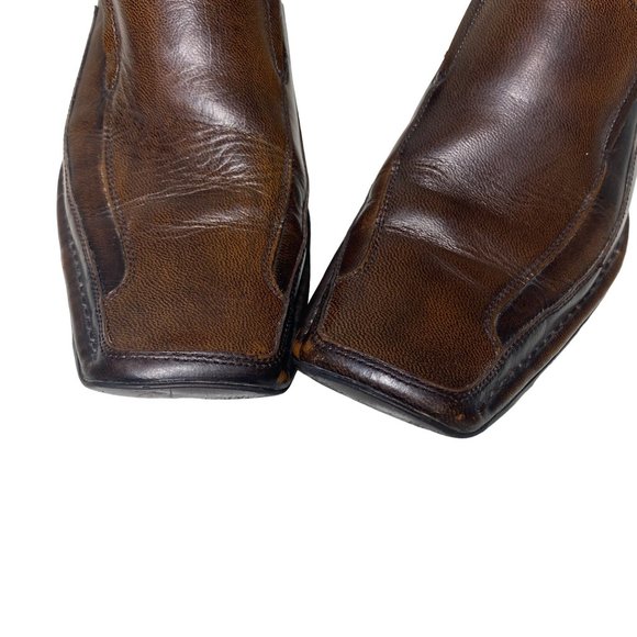 Vintage Giorgio Brutini brown embossed leather square toes luxury designer men 8 - Picture 13 of 13